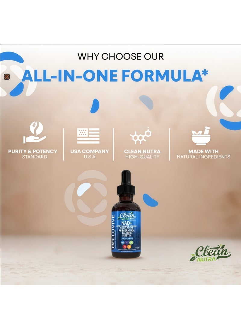 كلين قطرات NAD+ سائلة عضوية متعددة الأعشاب، شاملة العناصر: لتجديد الطاقة، وموازنة الصحة، 120 مل - Image 2